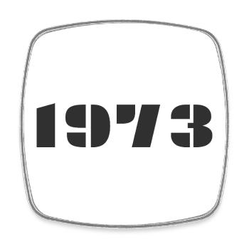 1973 - Viereckiger Kühlschrankmagnet - Weiß - Vorne