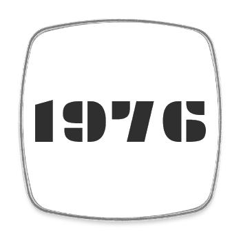1976 - Square fridge magnet - white - Front