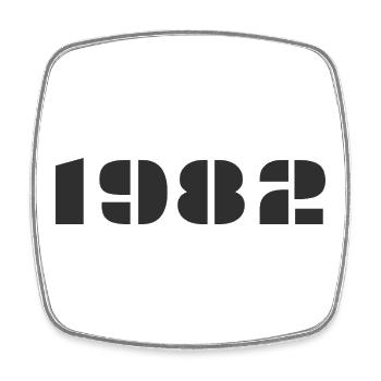 1982 - Viereckiger Kühlschrankmagnet - Weiß - Vorne