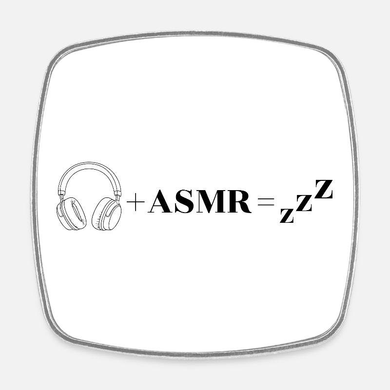 ASMR Sleep Math: 🎧 + ASMR = Zzz - Square fridge magnet - white