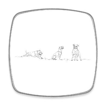 Staffordshire Bull Terrier Motion Line Art - Square fridge magnet - white - Front
