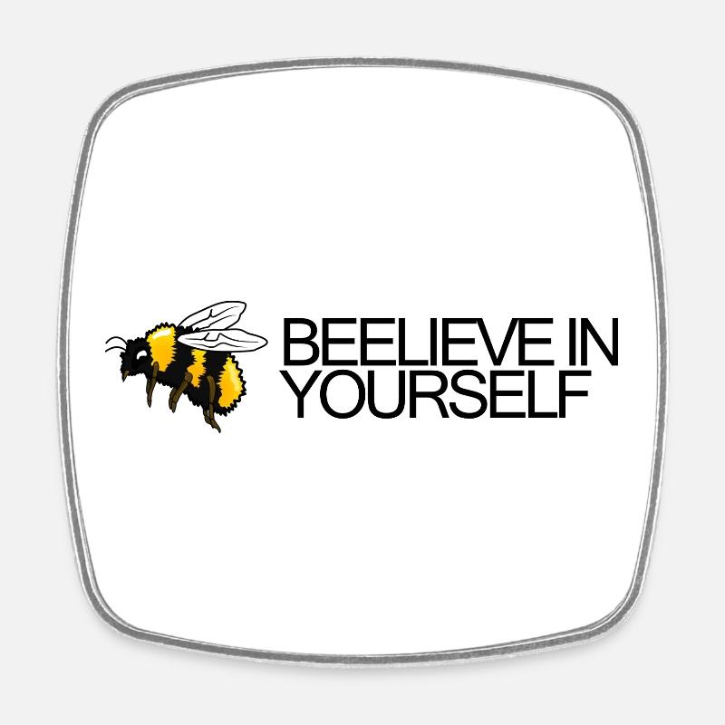 Bumblebee - Beelieve in yourself - Square fridge magnet - white