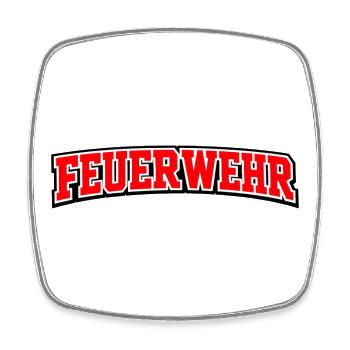 Feuerwehr Schriftzug Rot Weiß Outline - Viereckiger Kühlschrankmagnet - Weiß - Vorne
