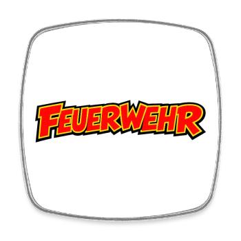 Feuerwehr Comic Schriftzug - Viereckiger Kühlschrankmagnet - Weiß - Vorne