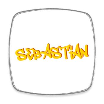 Sebastian - Square fridge magnet - white - Front