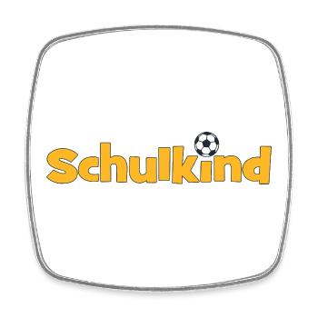 Schulkind Fußballlogo Design orange  - Viereckiger Kühlschrankmagnet - Weiß - Vorne