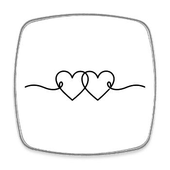 Double Cœur Minimaliste | Amour & Romance - Magnet carré - blanc - Devant