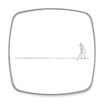Golf, femme, silhouette, lignes noires - Magnet carré - blanc - Devant