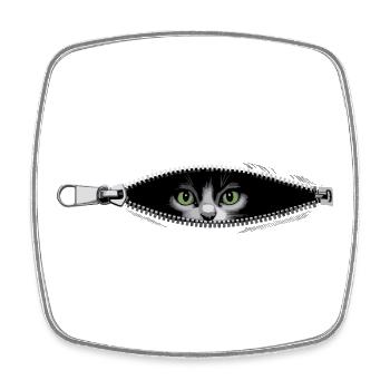 Fermeture éclair pour chat Maman de chat Chat mignons Chats - Magnet carré - blanc - Devant