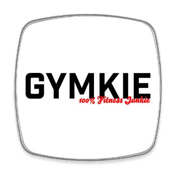 Gymkie Fitness Junkie Gym Sport Shirt - Magnet carré - blanc - Devant