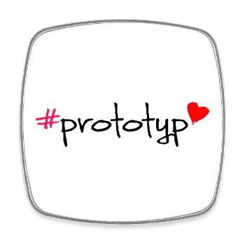 Hashtag prototype Inscription T-shirt - Magnet carré - blanc - Devant