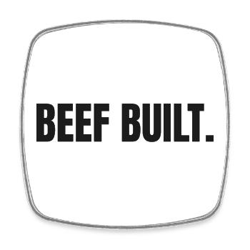 BŒUF CONSTRUIT | T-shirt Carnivore | Steak & Strength - Magnet carré - blanc - Devant