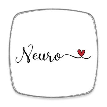 Neuro Heart Typography - Square fridge magnet - white - Front