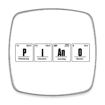 Klavier - PIAnO chemische Elemente Periodensystem - Viereckiger Kühlschrankmagnet - Weiß - Vorne