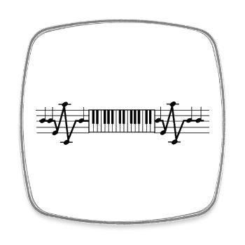 Partition ECG Piano Heartbeat pour pianiste - Magnet carré - blanc - Devant