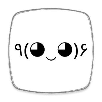 Santé Emote ٩(◕‿◕)۶ Hooray Kaomoji - Magnet carré - blanc - Devant