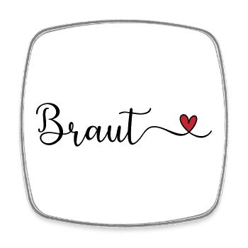 Braut Tyüpgraphie mit Herz - Viereckiger Kühlschrankmagnet - Weiß - Vorne