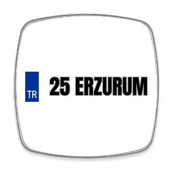 25 Erzurum Kennzeichen | Türkisches Kennzeichen - Viereckiger Kühlschrankmagnet - Weiß - Vorne