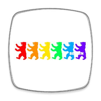 Berliner Bären / Regenbogenfarben - Viereckiger Kühlschrankmagnet - Weiß - Vorne