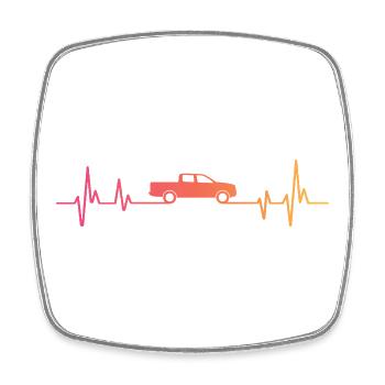 Sunset Pickup Heartbeat Auto Pickup - Viereckiger Kühlschrankmagnet - Weiß - Vorne