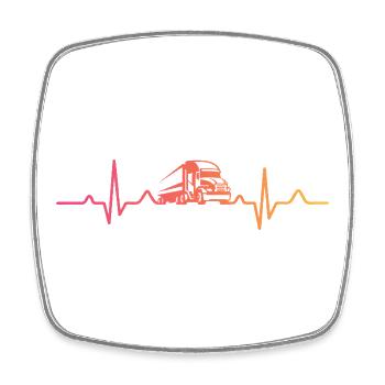 Trucker Sunset Heartbeat Trucker - Viereckiger Kühlschrankmagnet - Weiß - Vorne