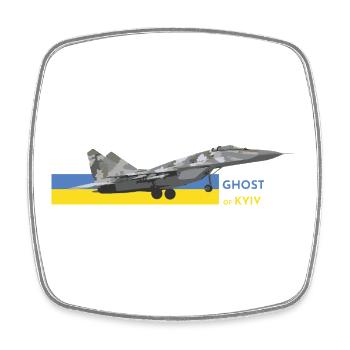 UKRAINE: Ghost Of Kyiv Fighter Jet - Square fridge magnet - white - Front