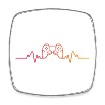 Gamer Sunset Heartbeat Gaming - Viereckiger Kühlschrankmagnet - Weiß - Vorne