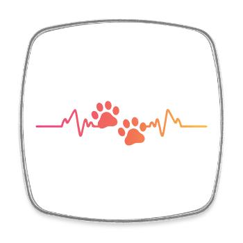 Sunset Dog Paw Heartbeat Dog - Square fridge magnet - white - Front