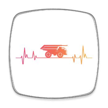 Sunset Dumper Herzschlag-LKW - Viereckiger Kühlschrankmagnet - Weiß - Vorne