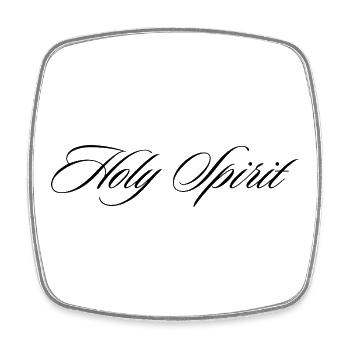 Holy Spirit Cursive Faith Calligraphy Design - Square fridge magnet - white - Front
