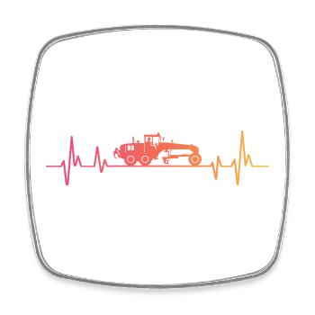 Sunset Construction Vehicle Motor Grader - Square fridge magnet - white - Front