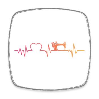 Sewing machine sunset heartbeat sewing - Square fridge magnet - white - Front