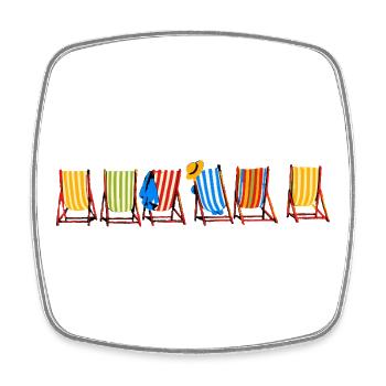 Chaises Longues Vacances Bord de Mer - Magnet carré - blanc - Devant