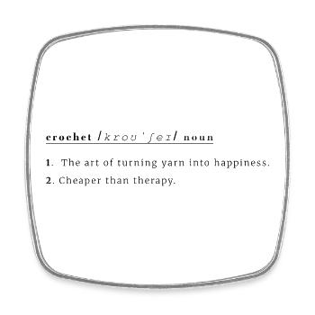 Crochet Definition – Turning Yarn Into Happiness - Magnet carré - blanc - Devant