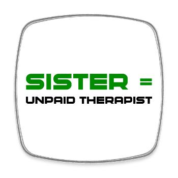 Green Bold Sister Typography - Square fridge magnet - white - Front
