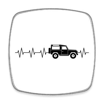 Defender-Heartbeat - Viereckiger Kühlschrankmagnet - Weiß - Vorne