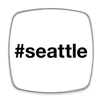 SEATTLE Hashtag Grunge - Square fridge magnet - white - Front
