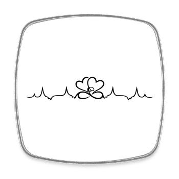 Heartbeat, two hearts with infinity symbol - Square fridge magnet - white - Front
