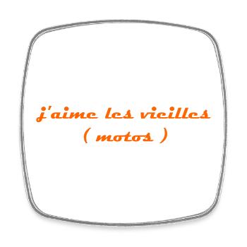 j aime les vieilles motos orange - Magnet carré - blanc - Devant