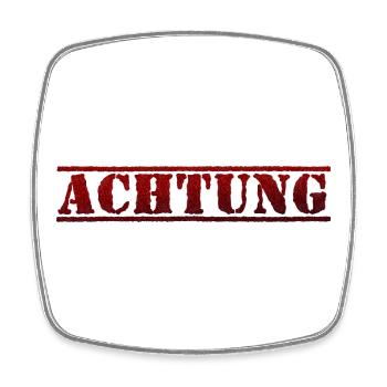Achtung, Schriftzug, schwarz rot - Viereckiger Kühlschrankmagnet - Weiß - Vorne