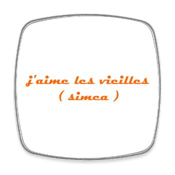 j aime les vieilles simca orange - Magnet carré - blanc - Devant