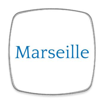 Marseille, France Conception typographique - Magnet carré - blanc - Devant