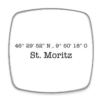 Coordonnées Sankt Moritz Suisse - Magnet carré - blanc - Devant