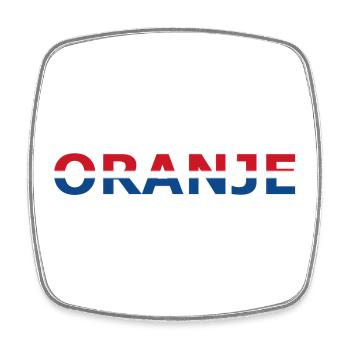 Orange in red, white, blue - Square fridge magnet - white - Front