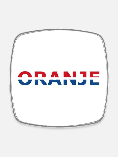 Orange in red, white, blue - Square fridge magnet - white
