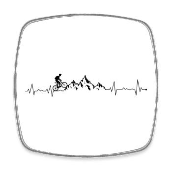 Mountain bike heartbeat - Square fridge magnet - white - Front