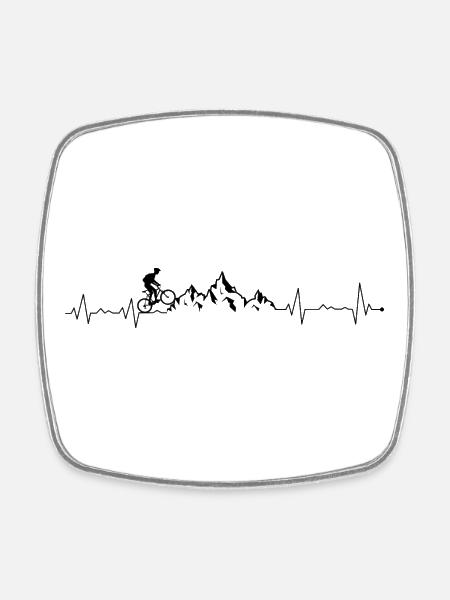 Battements de cœur VTT - Magnet carré - blanc