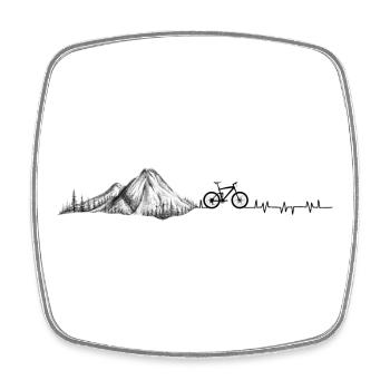 Heartbeat mountain bike - Square fridge magnet - white - Front