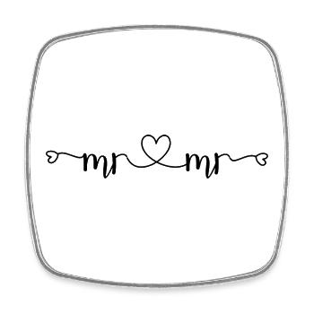 Mr & Mr Wedding Design Gay Couple - Square fridge magnet - white - Front