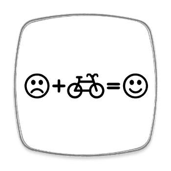 Fahrradfahrer Smiley - Viereckiger Kühlschrankmagnet - Weiß - Vorne
